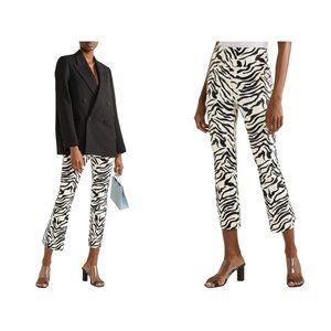 SPRWMN M Cropped Zebra-print Lamb Leather Flared Pants Leggings